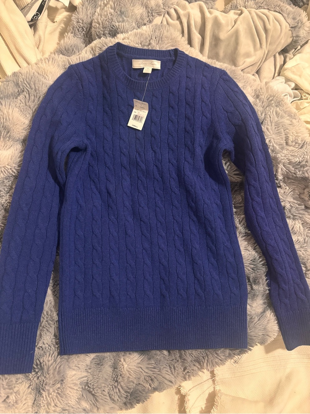Brooks Brothers Royal Blue Cable Knit Cashmere Sweater